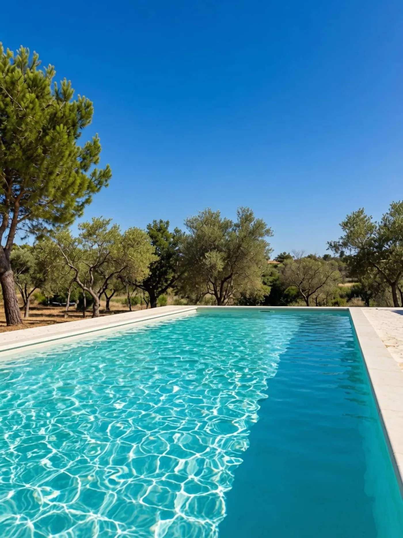 The pool set in the Mediterranean garden